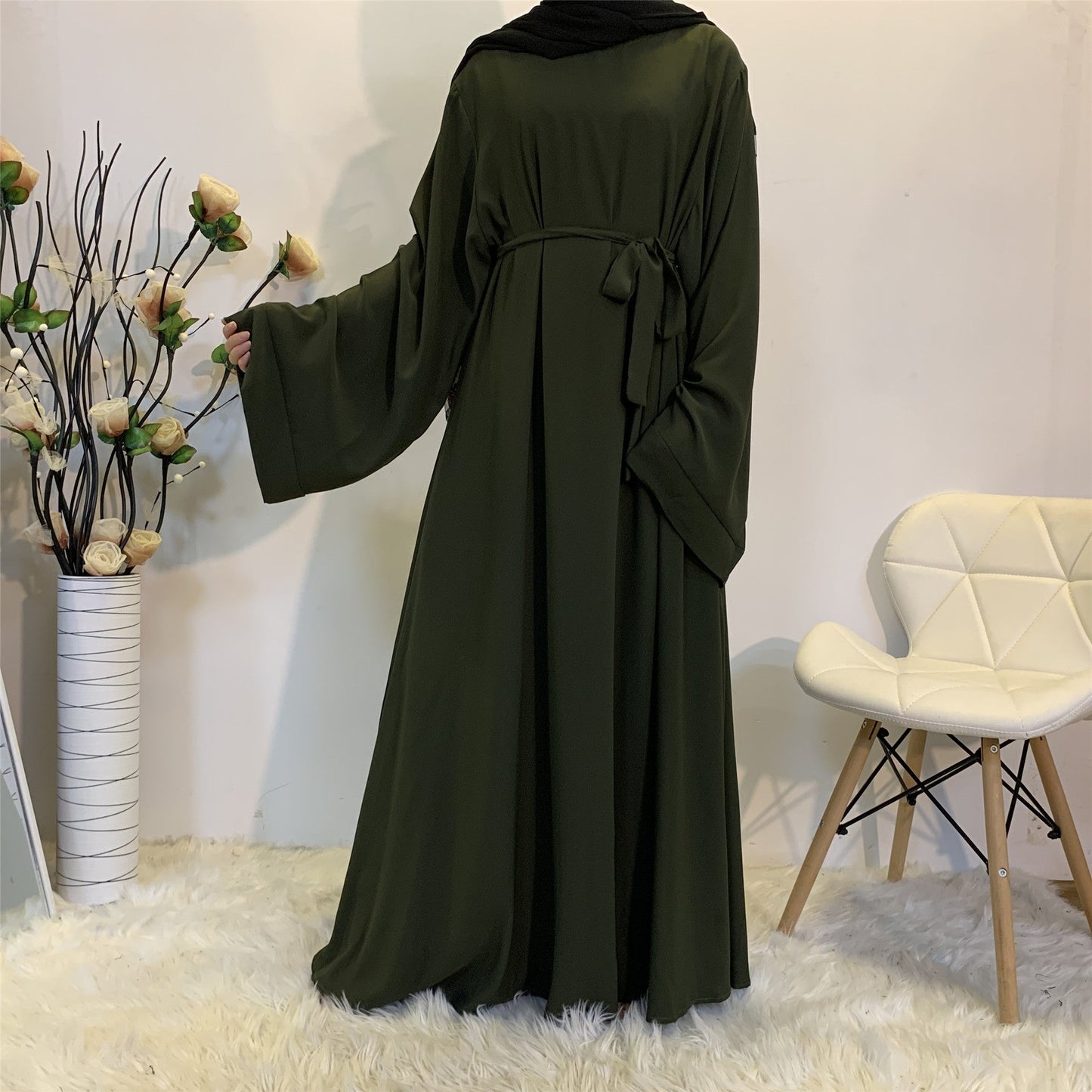 Plain Abaya in Olive Green