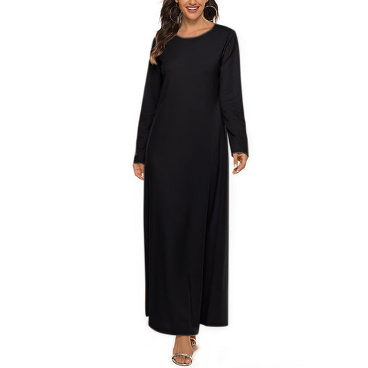 Cotton Abaya Straight Cut - Black