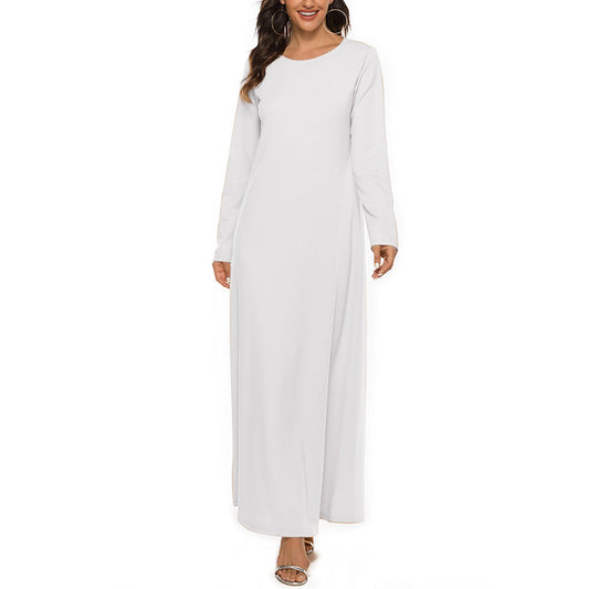 Cotton Abaya Straight Cut in White
