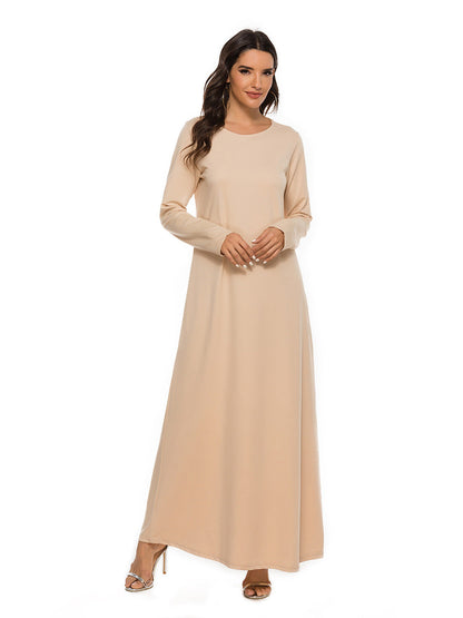 Cotton Abaya Straight Cut in Peach