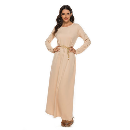 Cotton Abaya Straight Cut in Peach