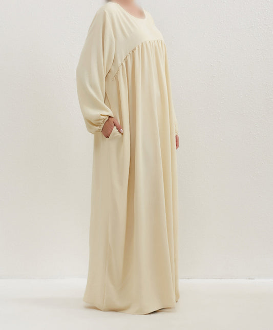 Crepe Abaya in Yellow Vanilla (clearance online only)