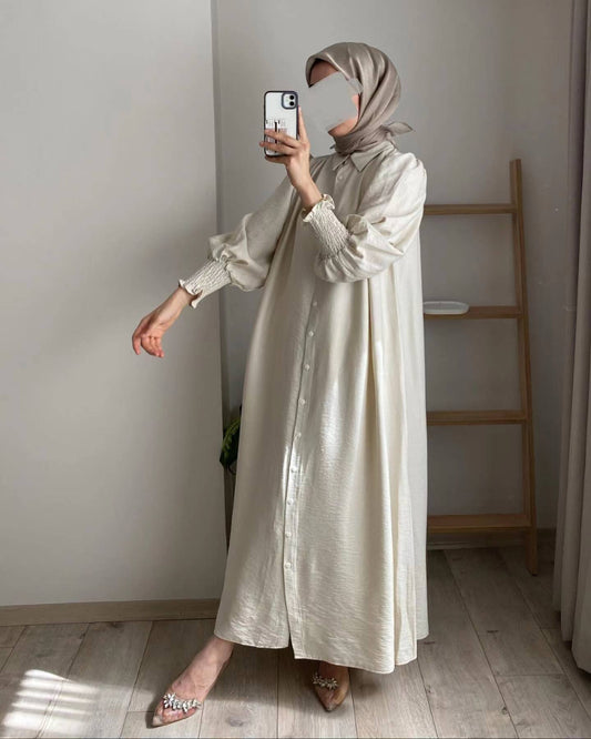 Crepe Cardigan Abaya - Beige (clearance item online only)