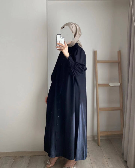Crepe Cardigan Abaya - Navy (clearance item online only)