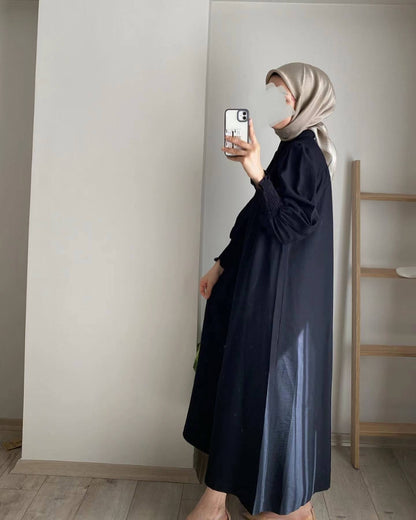 Crepe Cardigan Abaya - Navy (clearance item online only)