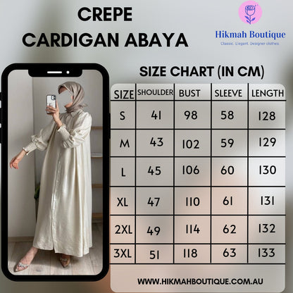 Crepe Cardigan Abaya - Beige (clearance item online only)