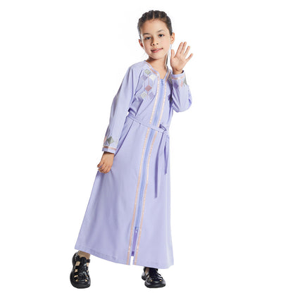 Lilac Girls Abaya With Embroidery