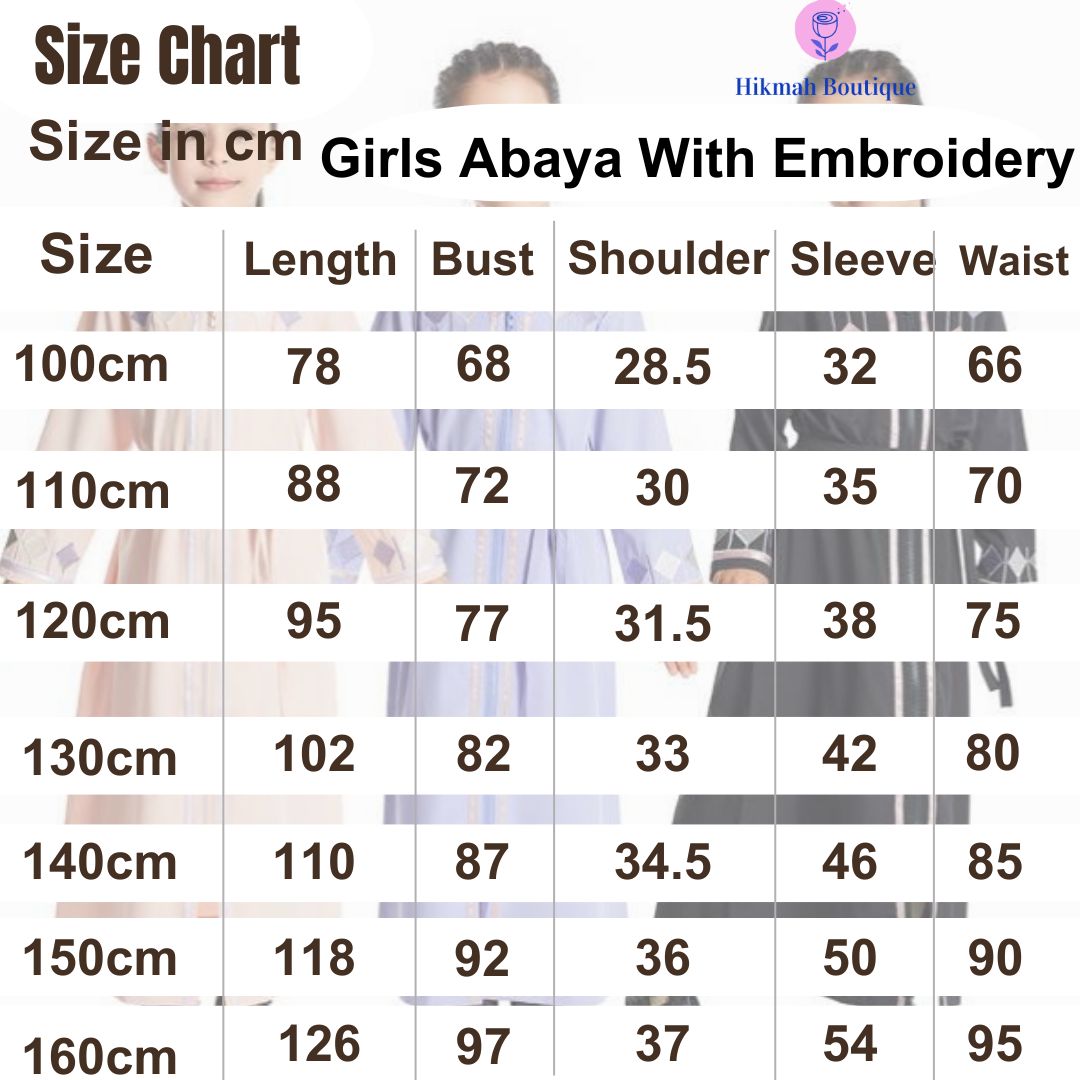 Pink Girls Abaya With Embroidery
