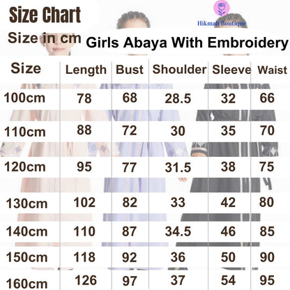 Pink Girls Abaya With Embroidery
