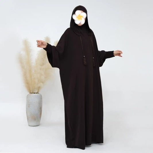Hooded Jilbab Abaya - Dark Coffee (Crepe) clearance online only