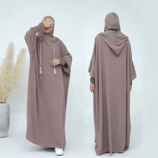 Hooded Jilbab Abaya - Dusty Mocha (Crepe) clearance online only