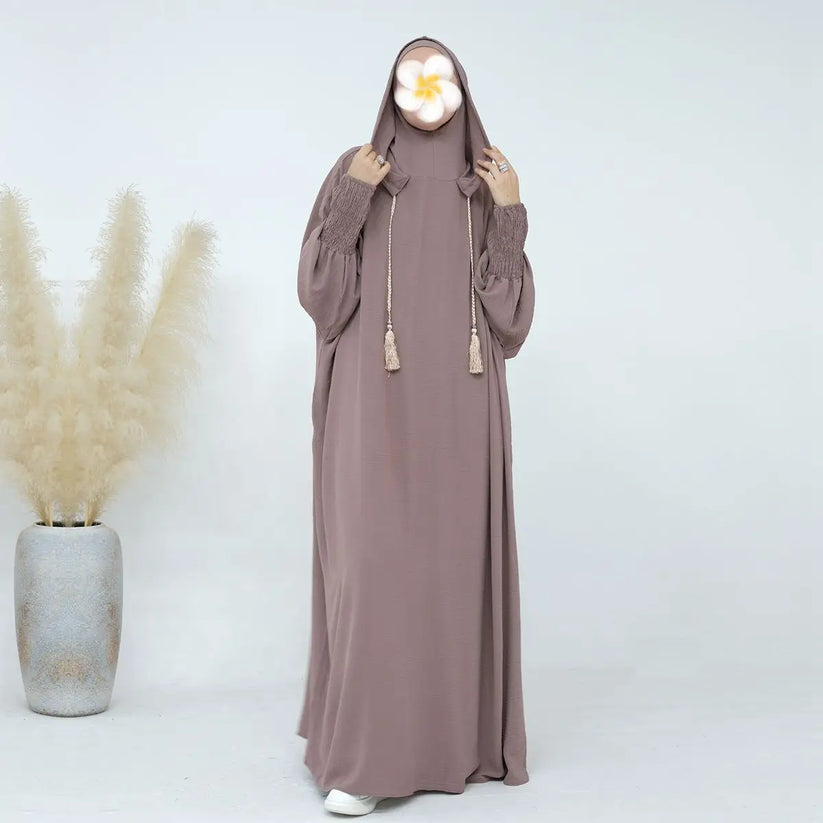 Hooded Jilbab Abaya - Dusty Mocha (Crepe) clearance online only