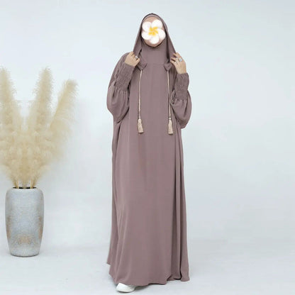 Hooded Jilbab Abaya - Dusty Mocha (Crepe) clearance online only