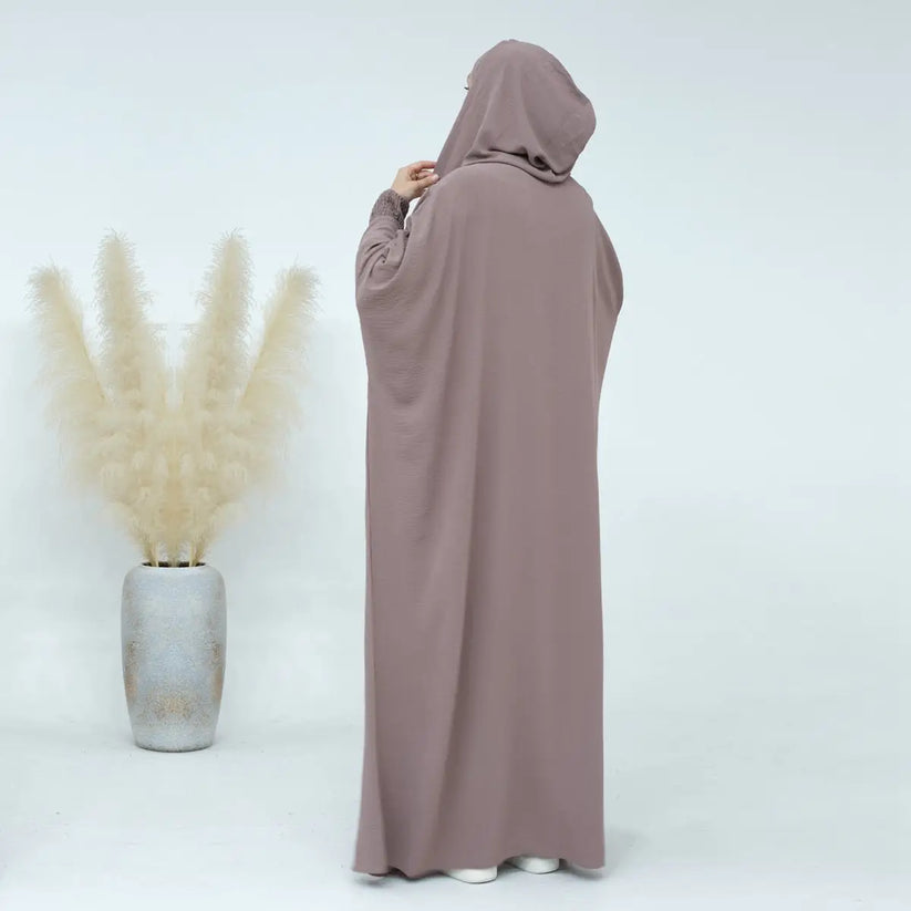 Hooded Jilbab Abaya - Dusty Mocha (Crepe) clearance online only