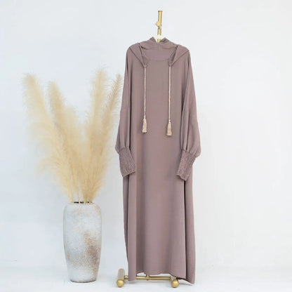Hooded Jilbab Abaya - Dusty Mocha (Crepe) clearance online only