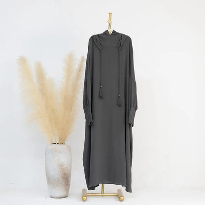 Hooded Jilbab Abaya - Slate Grey (Crepe) clearance online only