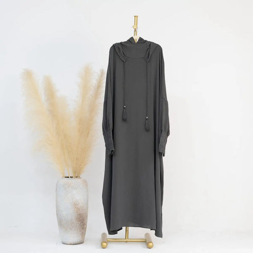 Hooded Jilbab Abaya - Slate Grey (Crepe) clearance online only