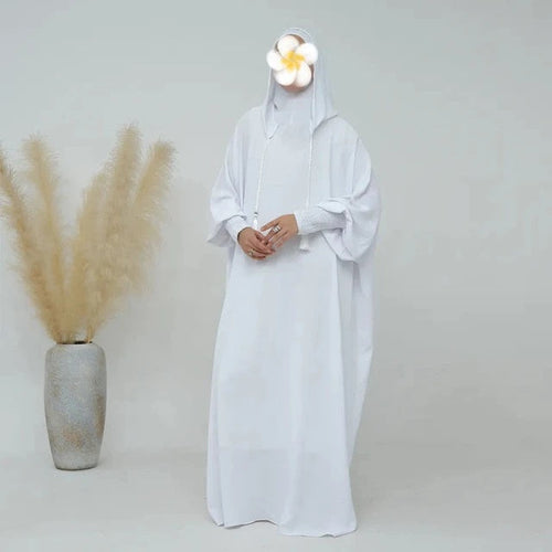 Hooded Jilbab Abaya - White (Crepe) clearance online only