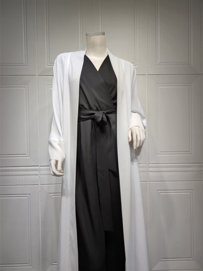Kaftan Style Open Abaya - White