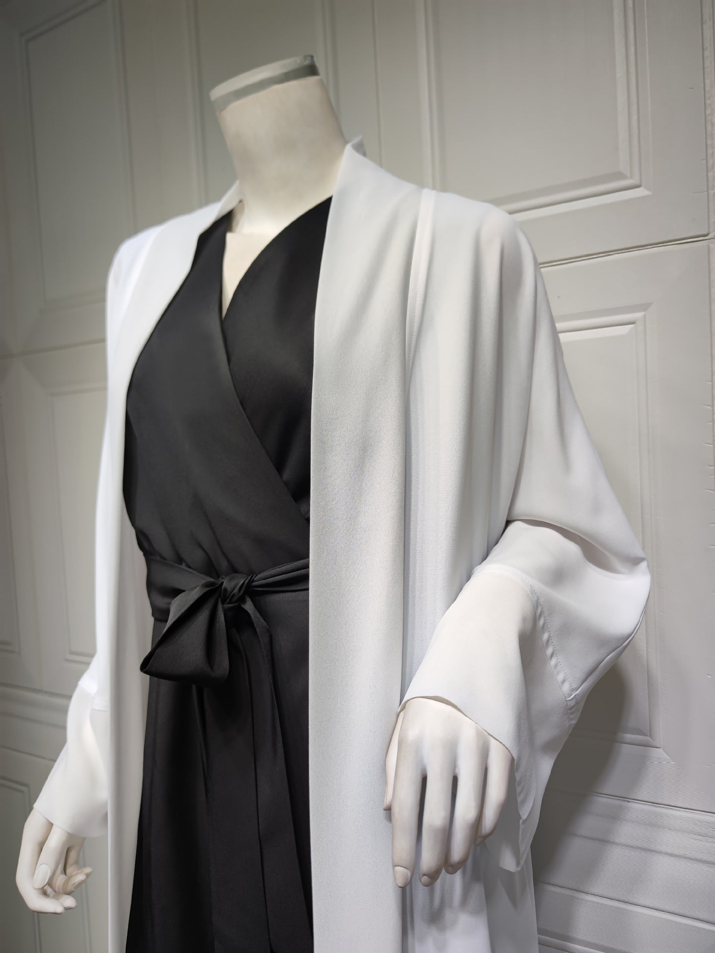 Kaftan Style Open Abaya - White