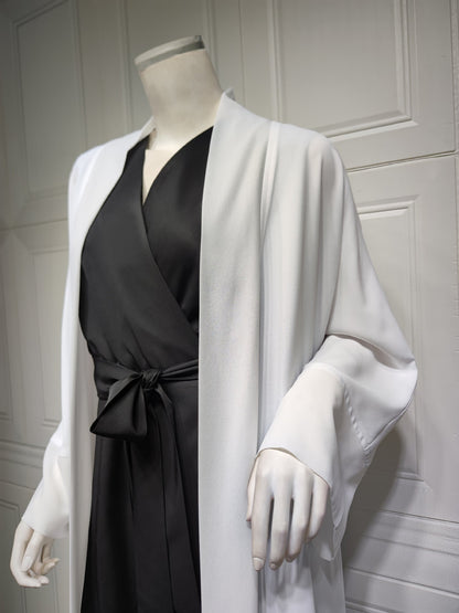 Kaftan Style Open Abaya - White