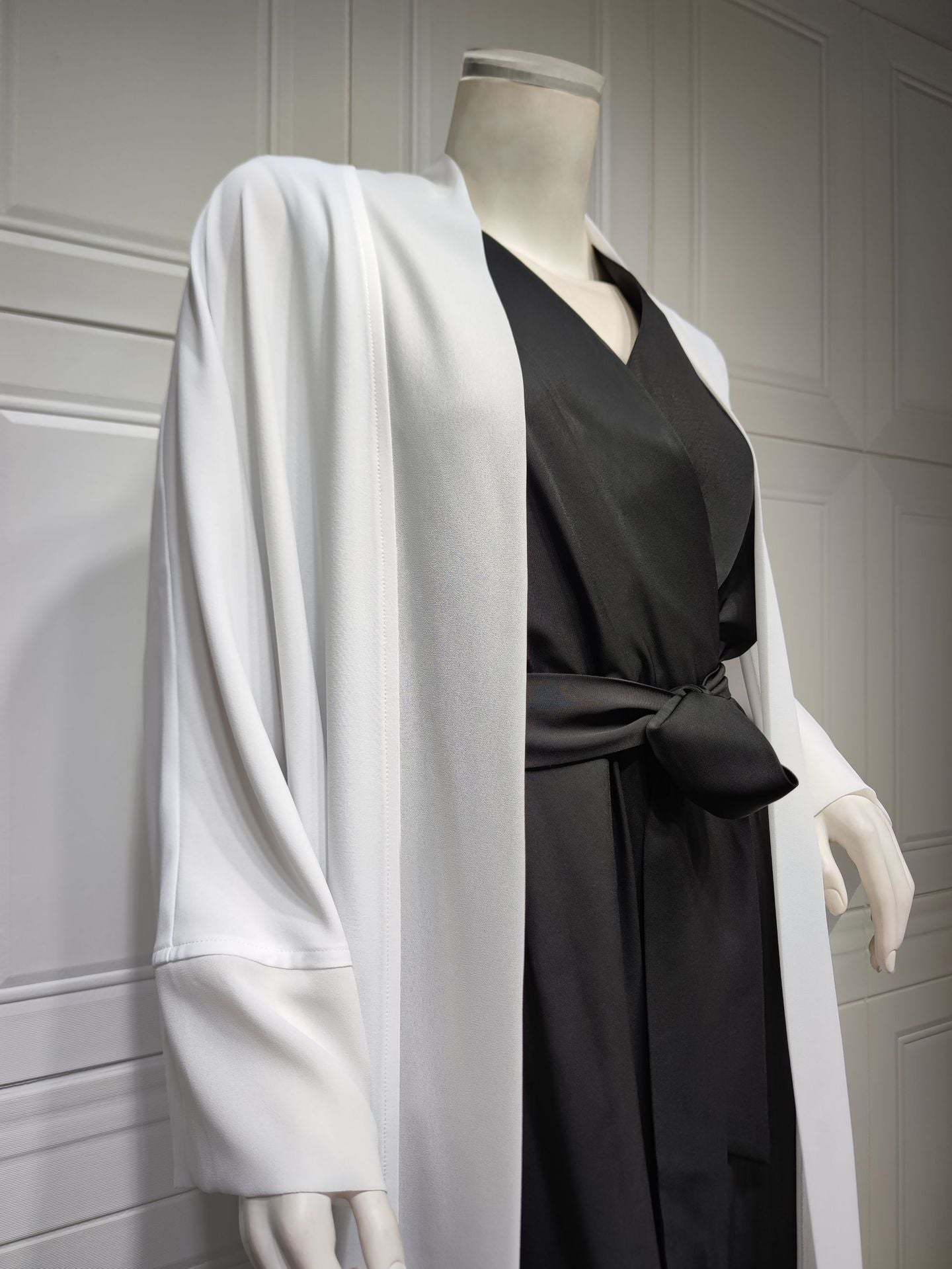 Kaftan Style Open Abaya - White