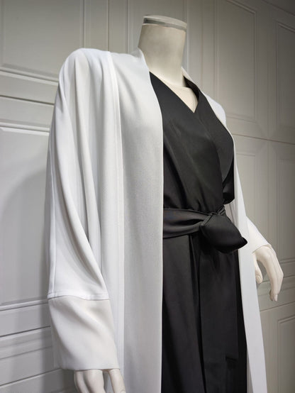 Kaftan Style Open Abaya - White