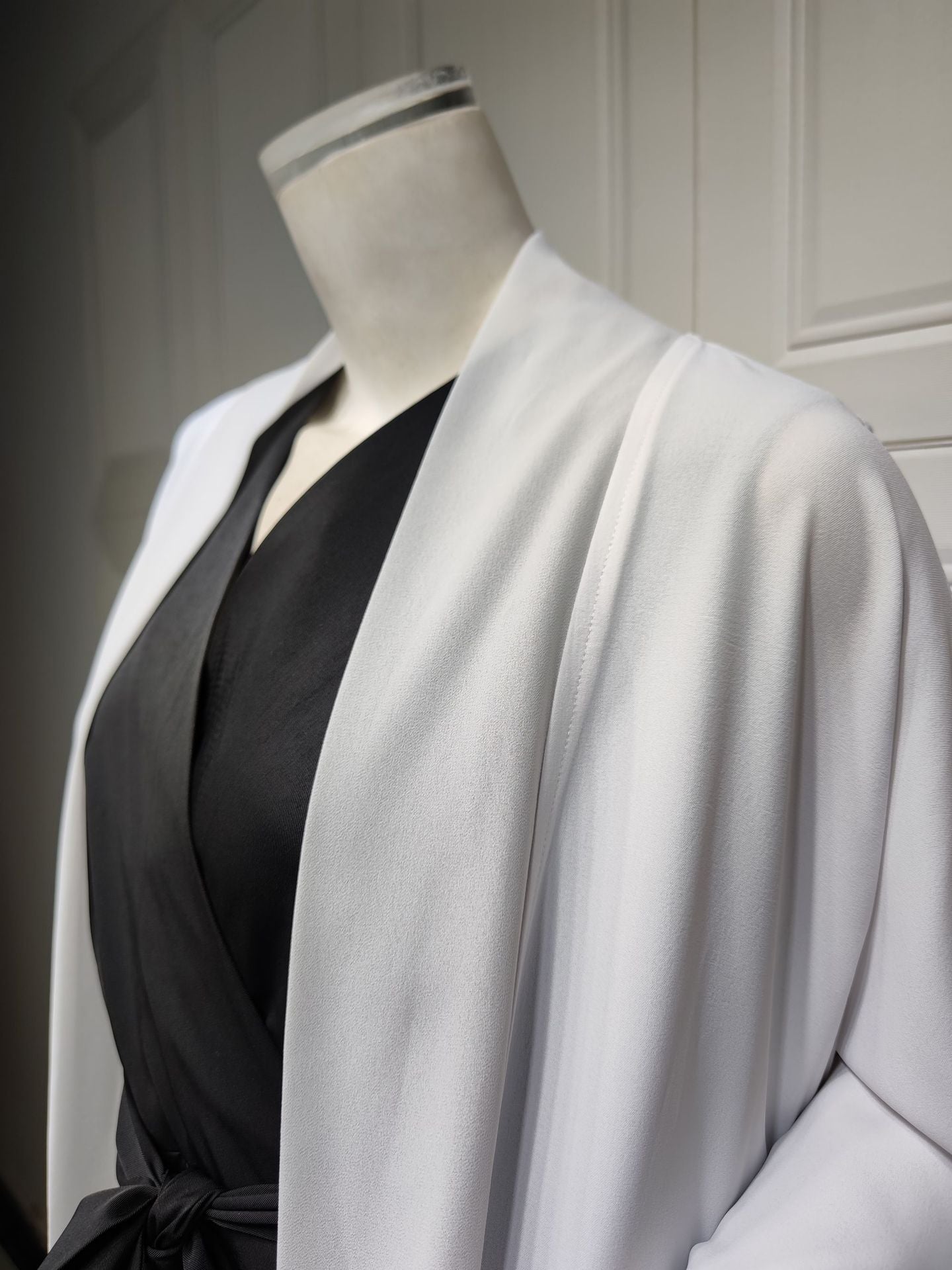 Kaftan Style Open Abaya - White