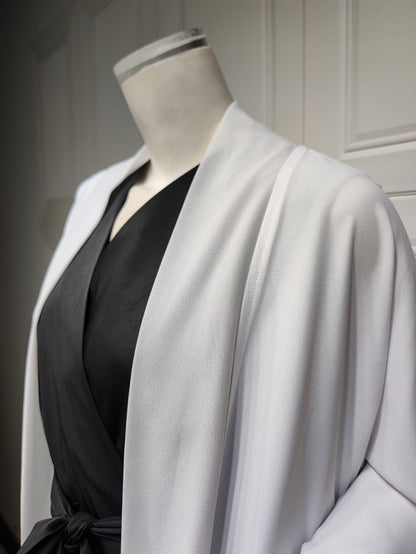 Kaftan Style Open Abaya - White