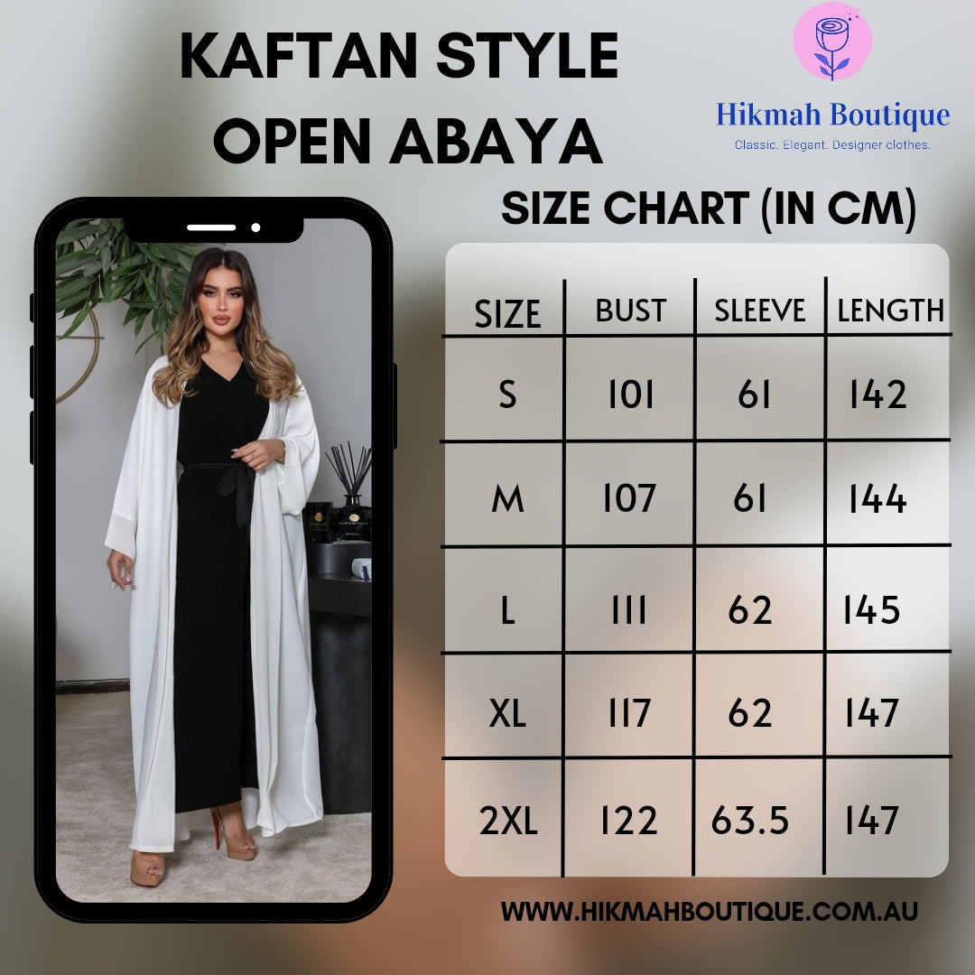 Kaftan Style Open Abaya - White