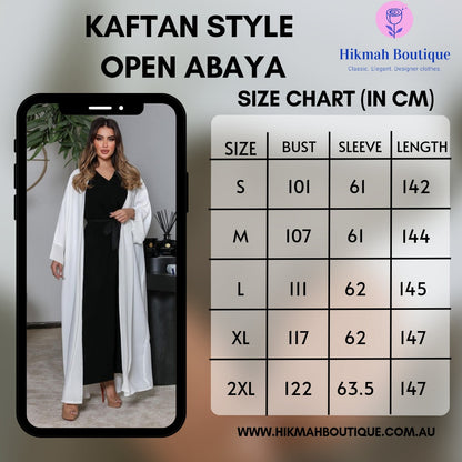 Kaftan Style Open Abaya - White