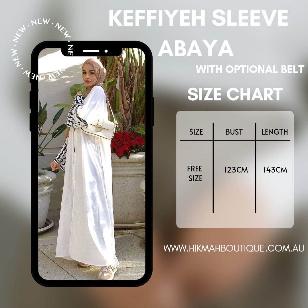 Keffiyeh Sleeve Abaya - Black