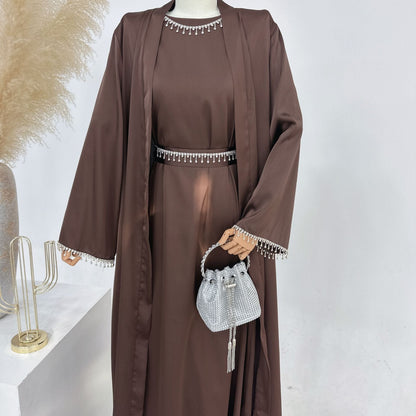 Malika Abaya in Coffee | 4-Piece Abaya Set (clearance item online only)