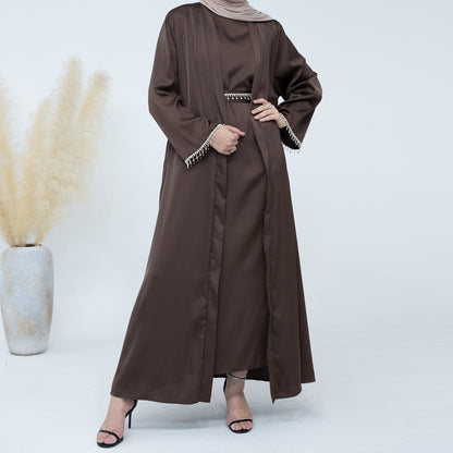 Malika Abaya in Coffee | 4-Piece Abaya Set (clearance item online only)