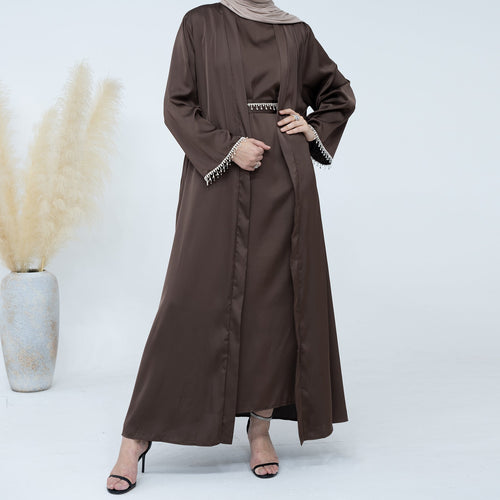 Malika Abaya in Coffee | 4-Piece Abaya Set (clearance item online only)