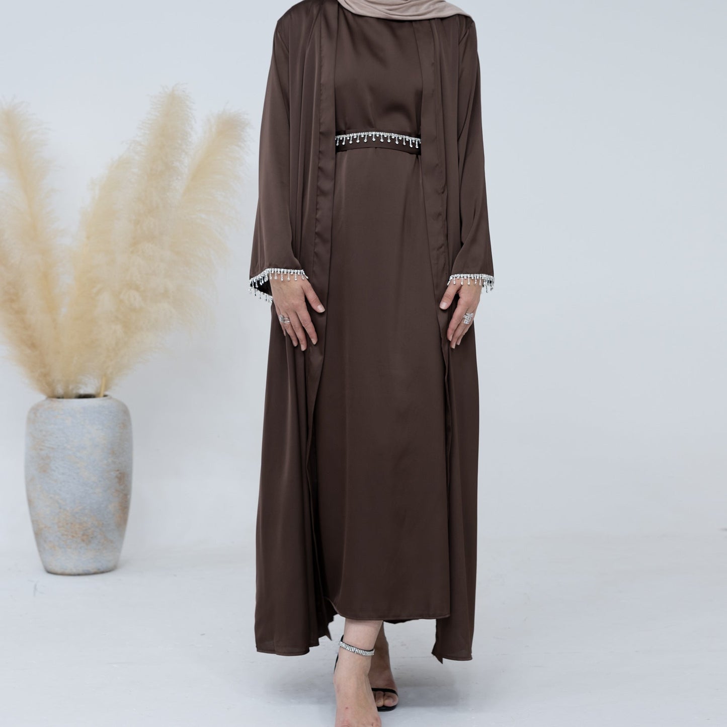 Malika Abaya in Coffee | 4-Piece Abaya Set (clearance item online only)