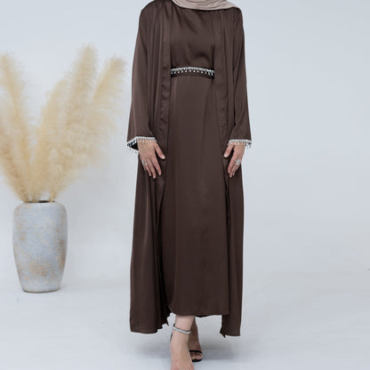 Malika Abaya in Coffee | 4-Piece Abaya Set (clearance item online only)