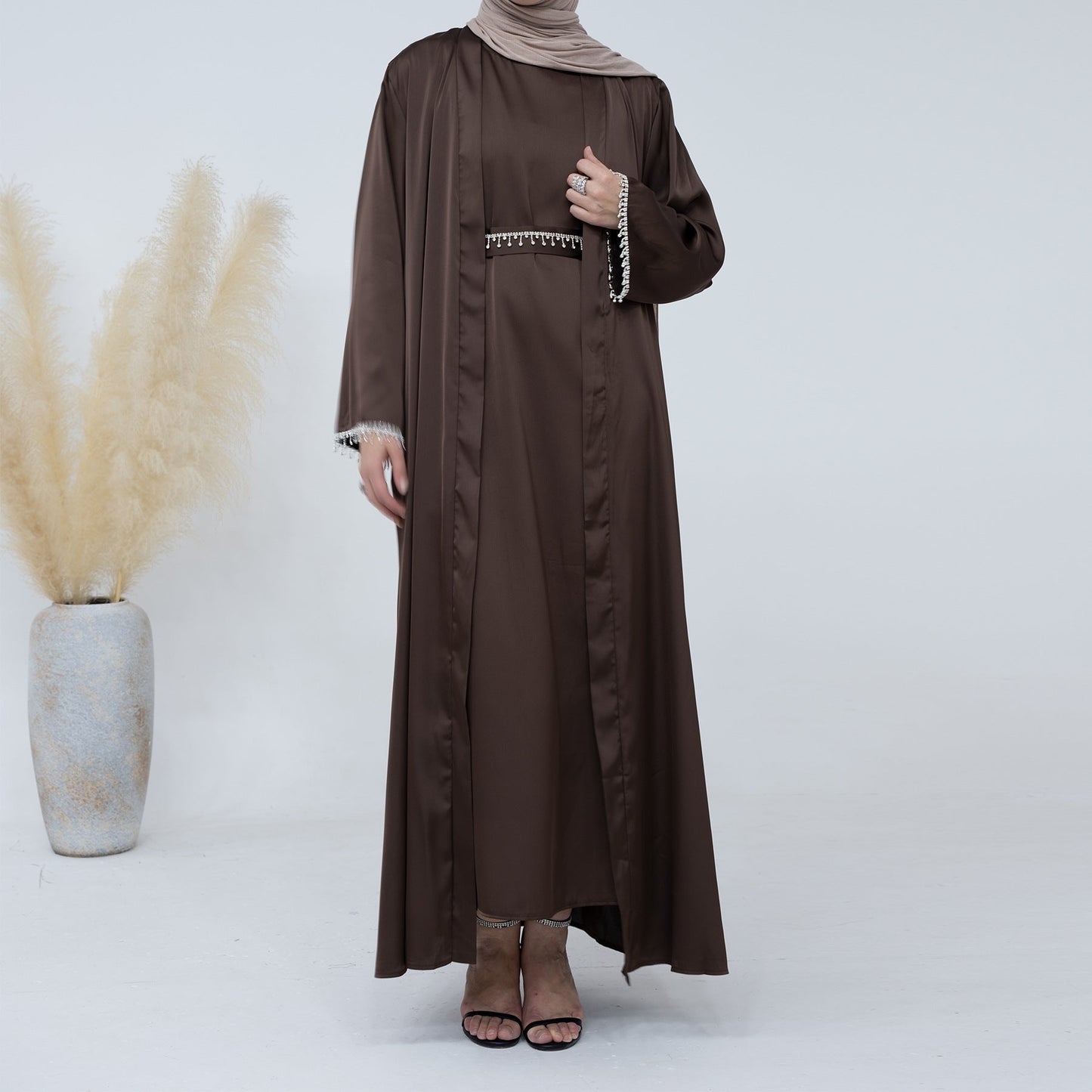 Malika Abaya in Coffee | 4-Piece Abaya Set (clearance item online only)