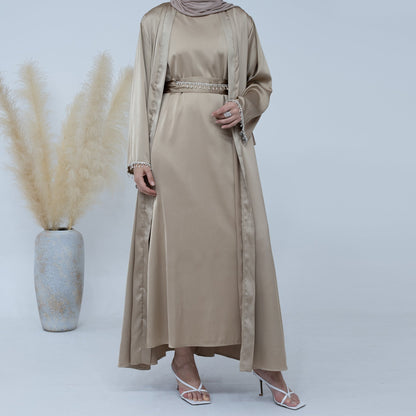 Malika Abaya in Sandstone | 4-Piece Abaya Set (clearance item online only)