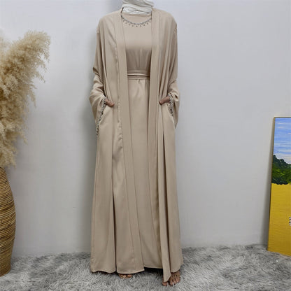 Malika Abaya in Sandstone | 4-Piece Abaya Set (clearance item online only)