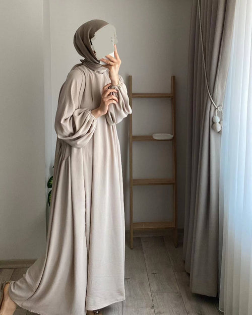 Modest Crepe Abaya in Cream Beige