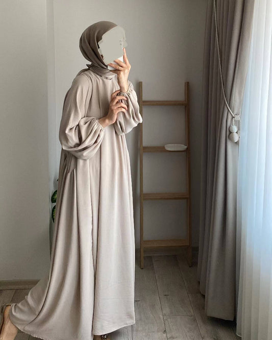 Modest Crepe Abaya in Cream Beige