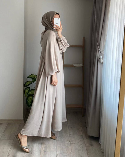 Modest Crepe Abaya in Cream Beige