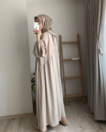 Modest Crepe Abaya in Cream Beige