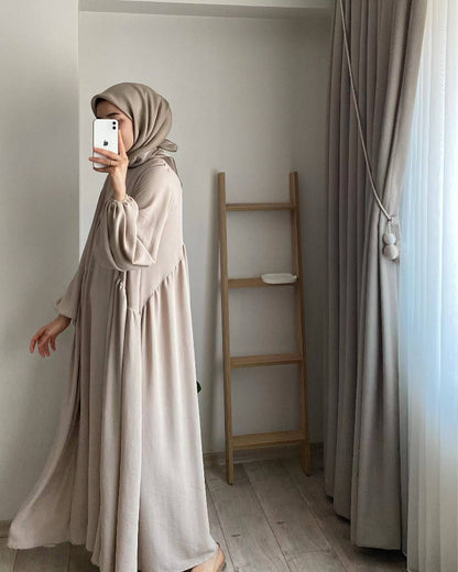 Modest Crepe Abaya in Cream Beige