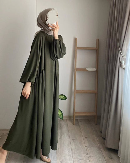 Modest Crepe Abaya - Dark Olive