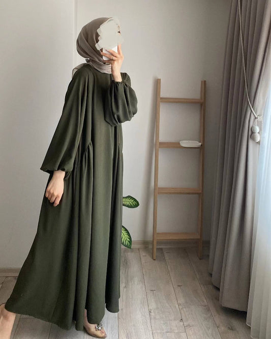 Modest Crepe Abaya - Dark Olive