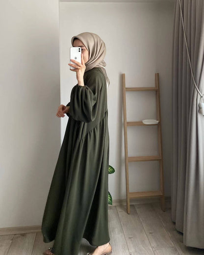 Modest Crepe Abaya - Dark Olive