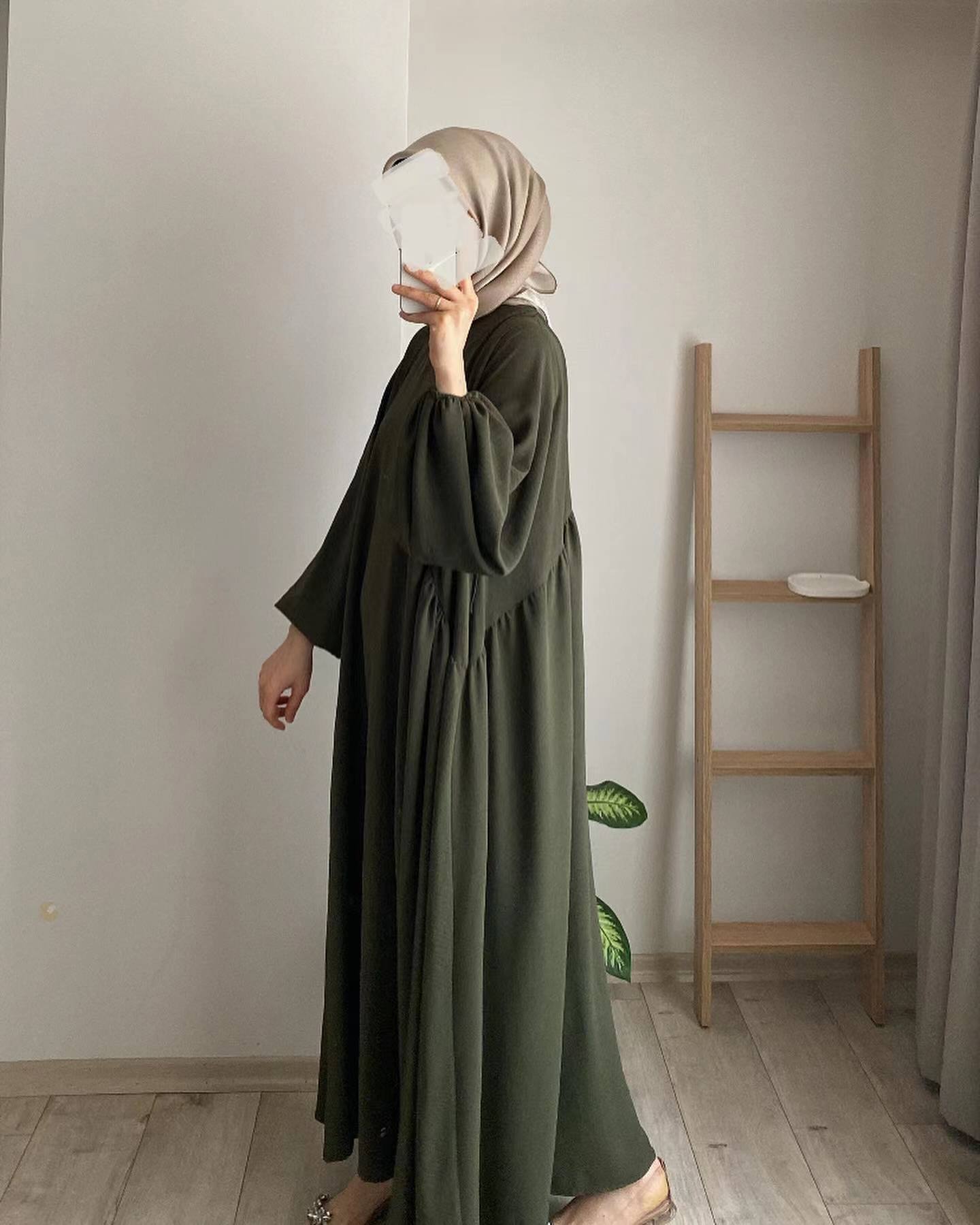 Modest Crepe Abaya - Dark Olive