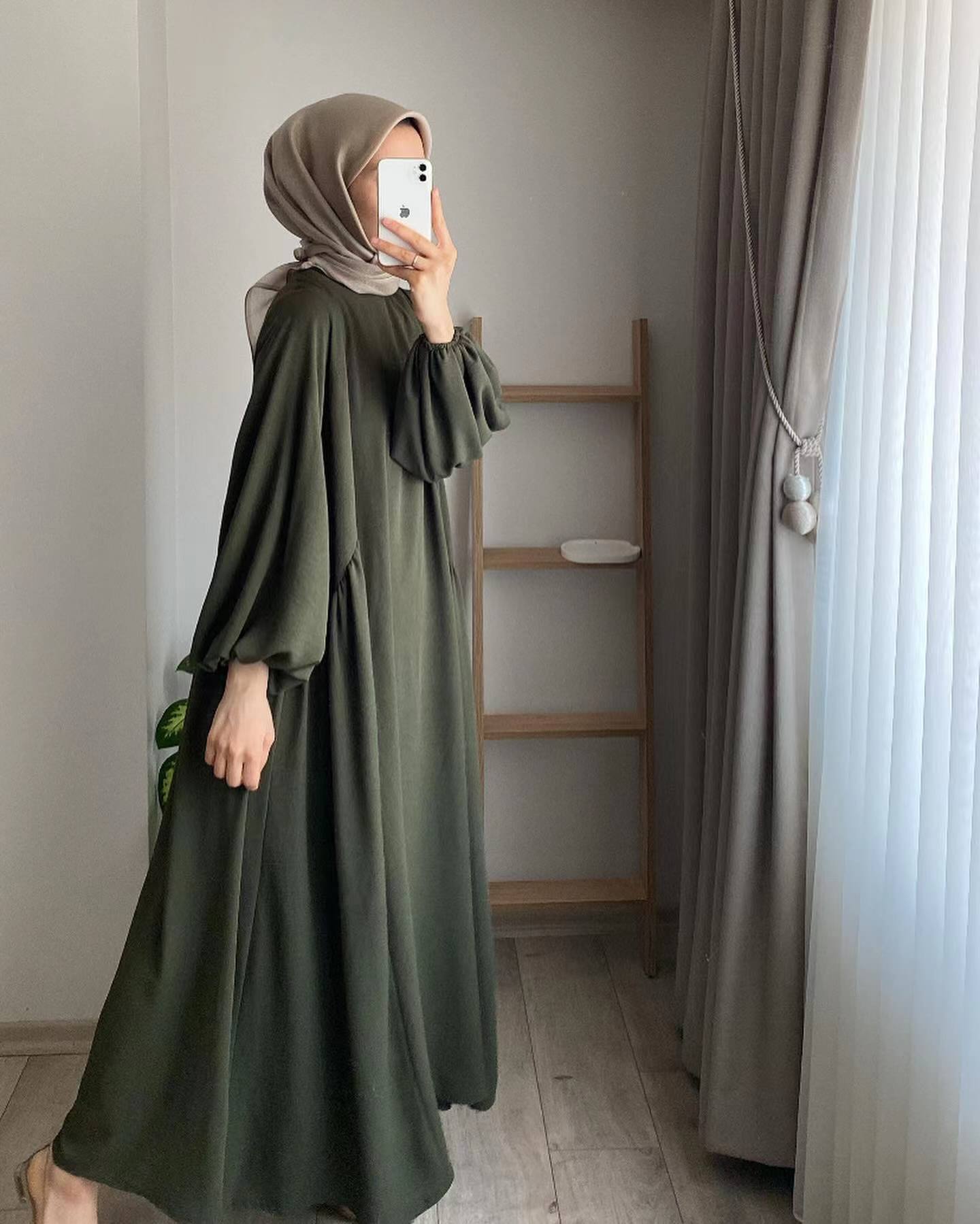 Modest Crepe Abaya - Dark Olive